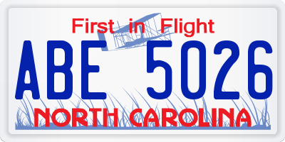 NC license plate ABE5026