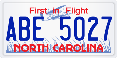 NC license plate ABE5027