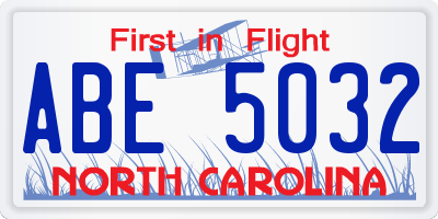 NC license plate ABE5032