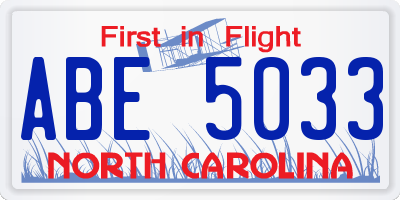 NC license plate ABE5033