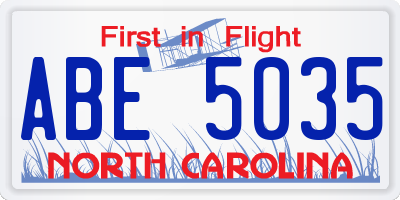 NC license plate ABE5035