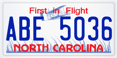 NC license plate ABE5036
