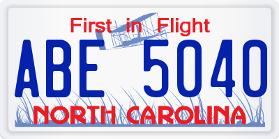 NC license plate ABE5040