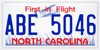 NC license plate ABE5046