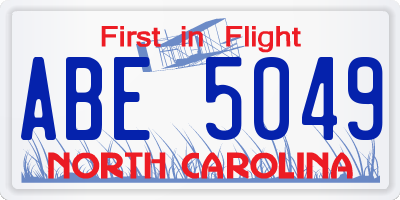 NC license plate ABE5049