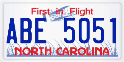NC license plate ABE5051