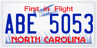 NC license plate ABE5053