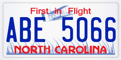NC license plate ABE5066