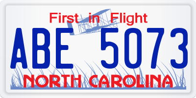 NC license plate ABE5073