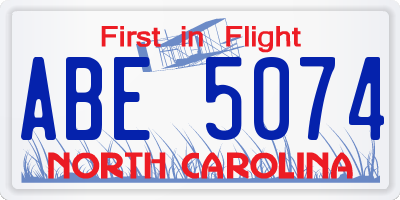 NC license plate ABE5074