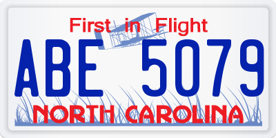 NC license plate ABE5079