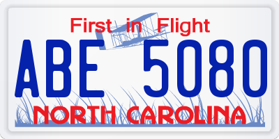 NC license plate ABE5080
