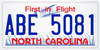 NC license plate ABE5081