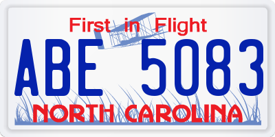 NC license plate ABE5083