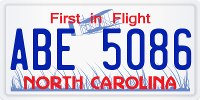 NC license plate ABE5086
