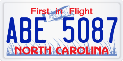 NC license plate ABE5087