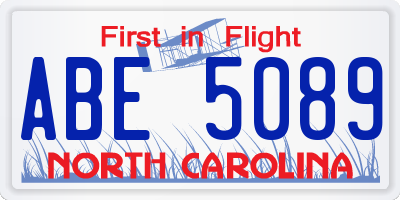 NC license plate ABE5089