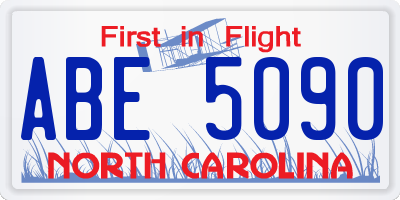 NC license plate ABE5090