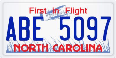 NC license plate ABE5097