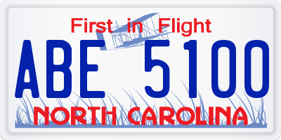 NC license plate ABE5100