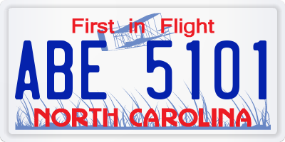 NC license plate ABE5101