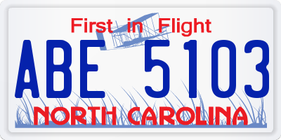NC license plate ABE5103