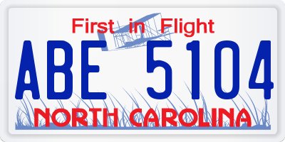 NC license plate ABE5104