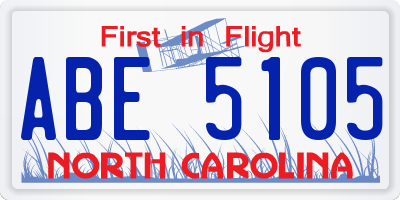 NC license plate ABE5105