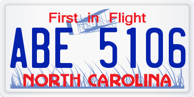 NC license plate ABE5106