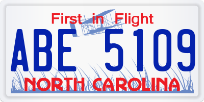 NC license plate ABE5109