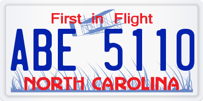 NC license plate ABE5110