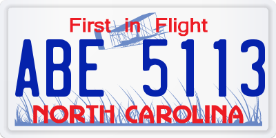 NC license plate ABE5113