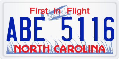 NC license plate ABE5116