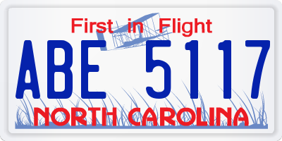 NC license plate ABE5117