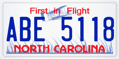 NC license plate ABE5118