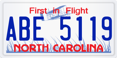 NC license plate ABE5119