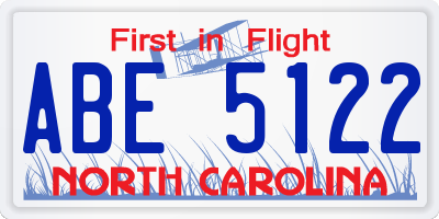 NC license plate ABE5122