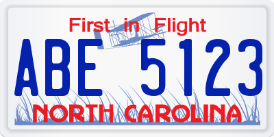 NC license plate ABE5123