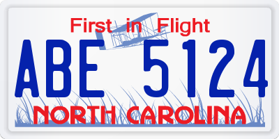 NC license plate ABE5124