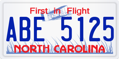 NC license plate ABE5125