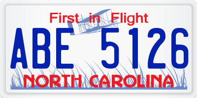 NC license plate ABE5126