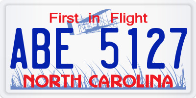 NC license plate ABE5127