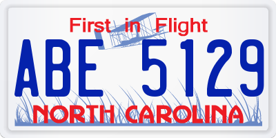NC license plate ABE5129