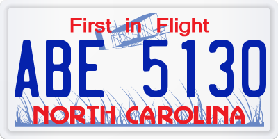 NC license plate ABE5130