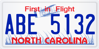 NC license plate ABE5132
