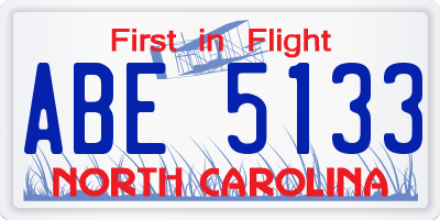 NC license plate ABE5133