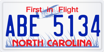 NC license plate ABE5134