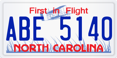 NC license plate ABE5140