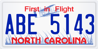 NC license plate ABE5143