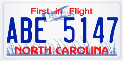 NC license plate ABE5147